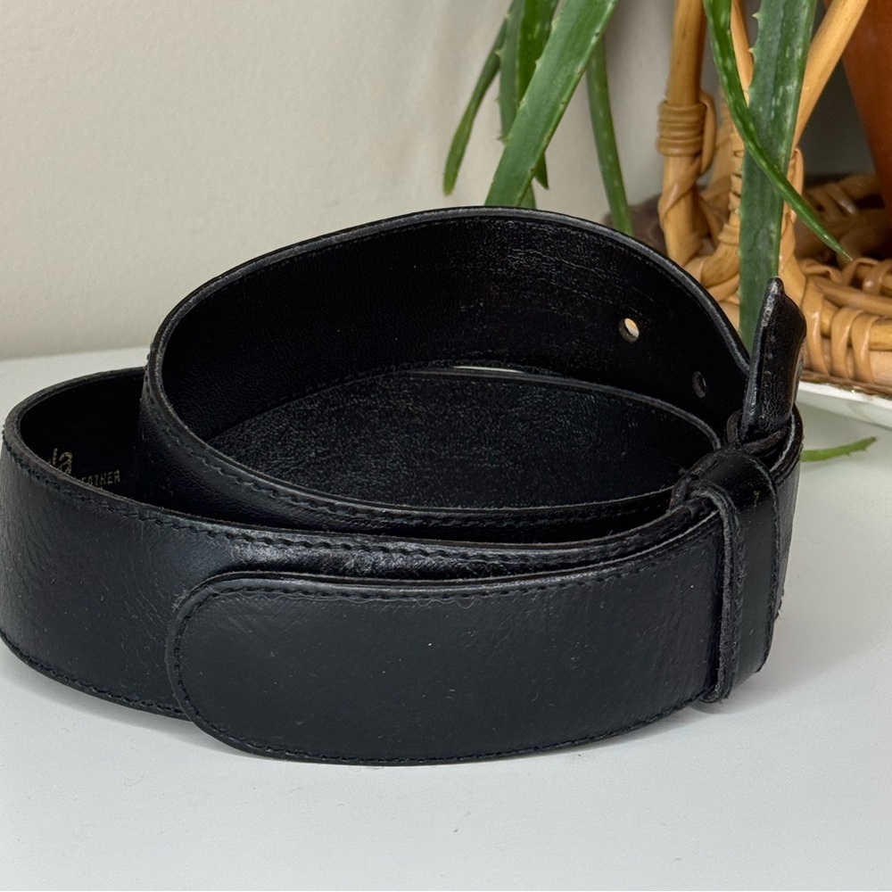 Y2K Furla Black Leather Waist Belt Made in Italy Minimalist Wide Belt Size M - Picture 3 of 10